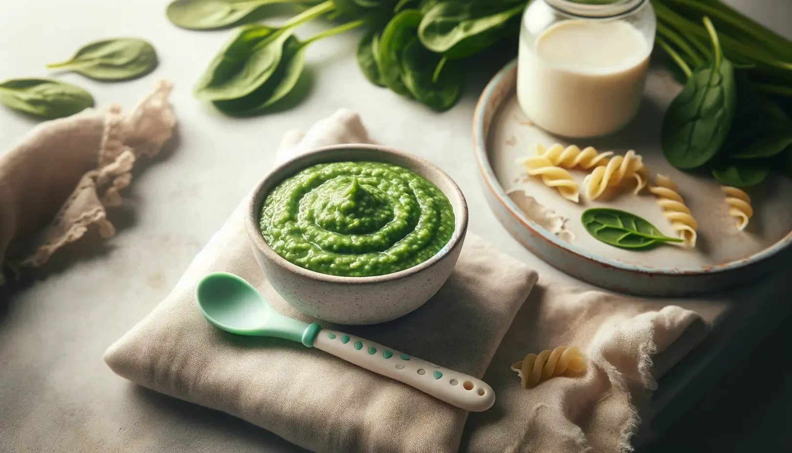 Purée de Pâtes aux Épinards et Ricotta pour Bébé de 6 Mois