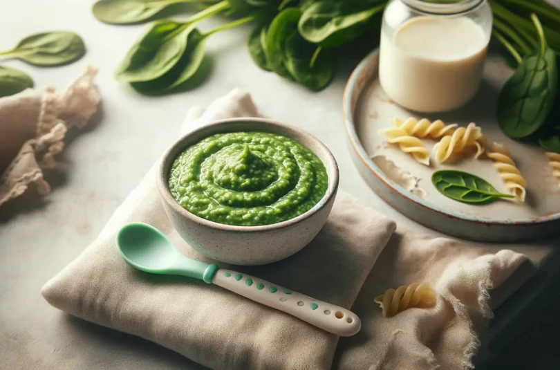 Purée de Pâtes aux Épinards et Ricotta pour Bébé de 6 Mois