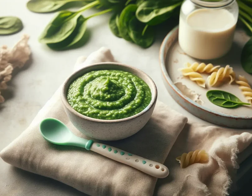 Purée de Pâtes aux Épinards et Ricotta pour Bébé de 6 Mois