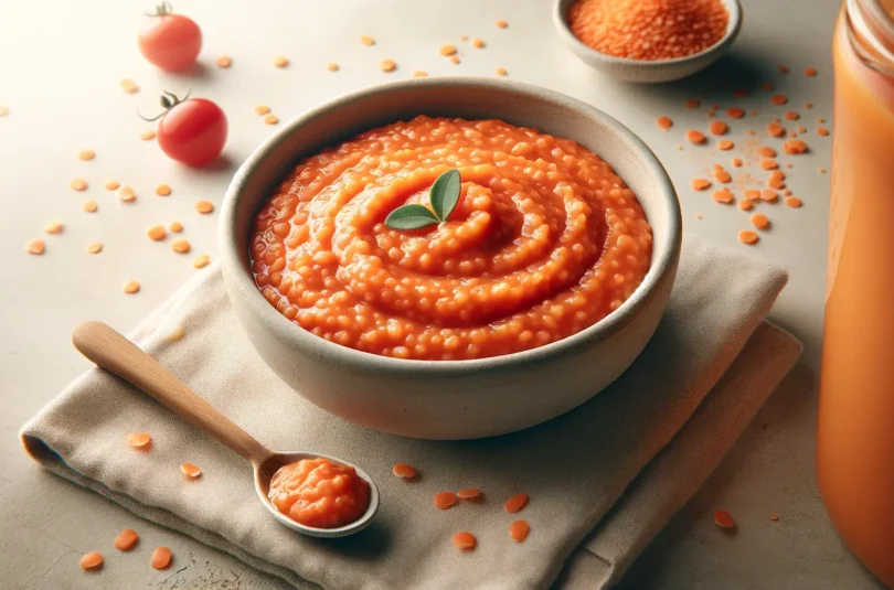 Purée de Riz et Lentilles Corail à la Tomate pour Bébé de 6 Mois