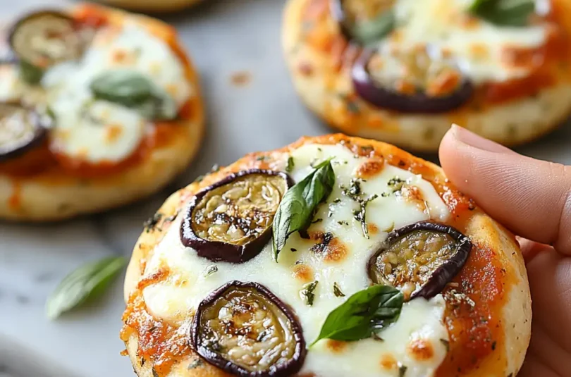 Mini pizza aux aubergines et mozzarella pour bébé en DME dès 9 mois