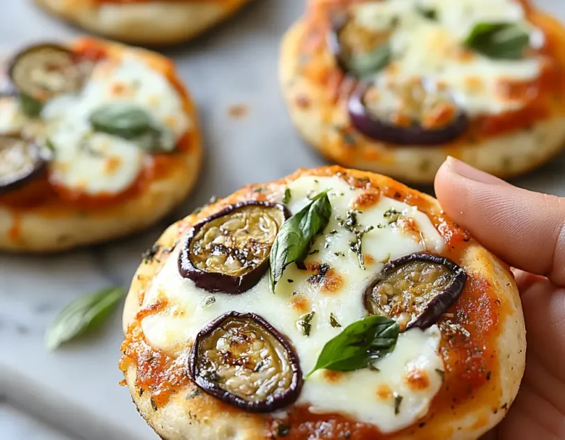 Mini pizza aux aubergines et mozzarella pour bébé en DME dès 9 mois