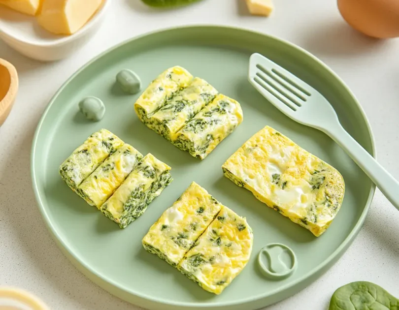Omelette aux épinards et fromage fondant pour bébé en DME