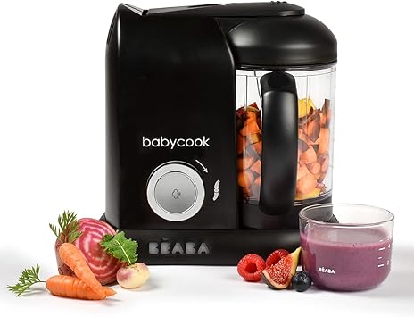 BÉABA, Babycook Solo, Robot Bébé 4 en 1 Mixeur-Cuiseur, Cuisson Vapeur, Diversification alimentaire, Petits pots bébé maison, Noir
