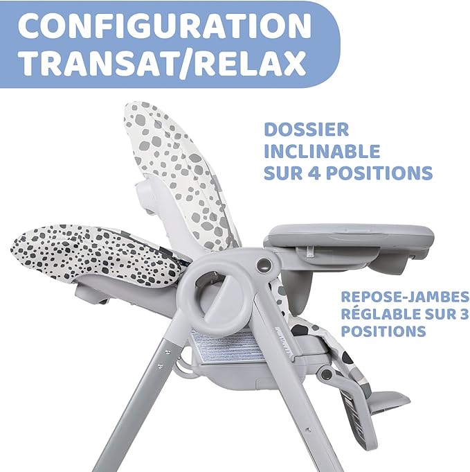 Chicco Polly Progres5 Chaise Haute Évolutive, Convertible en Transat et Rehausseur pour Bébé, Réglable de la Naissance à 3 ans (15 kg), avec 4 Roues, Fermeture Compacte - anthracite