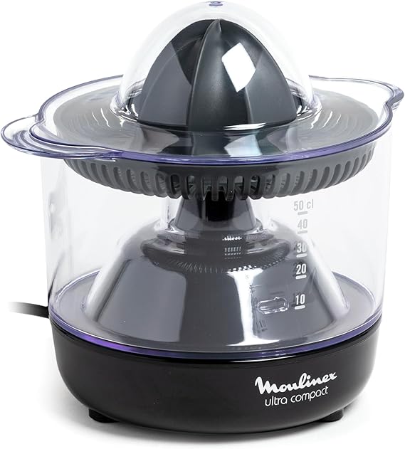 Moulinex Presse-agrume électrique, Double rotation, Capacité 0.45 L, Ultra Compact, Noir PC120870