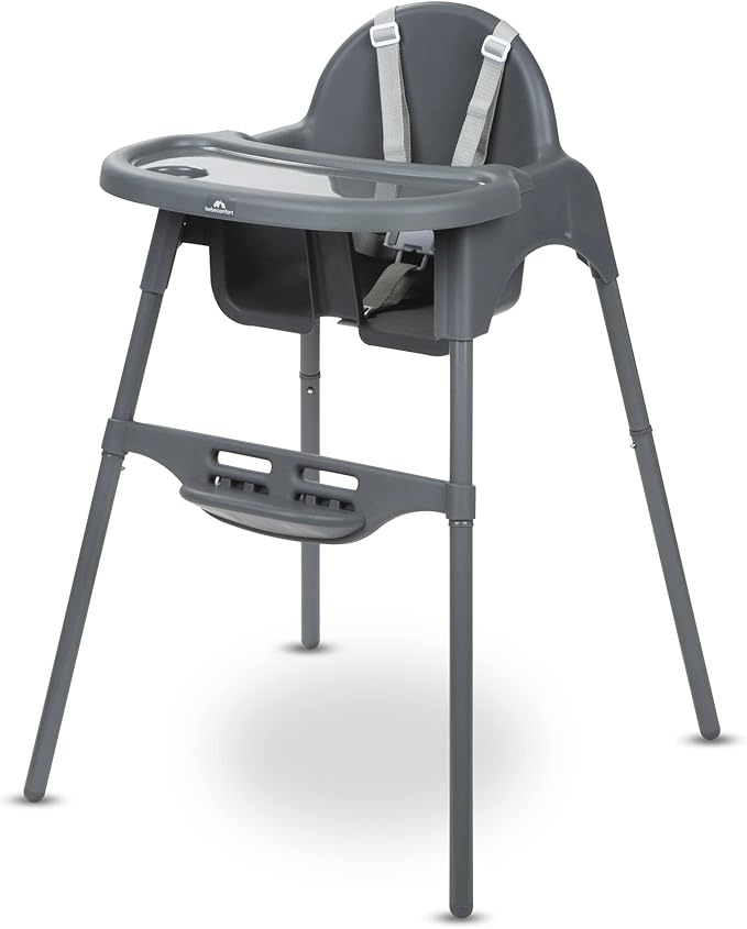 Bebeconfort Meely, Chaise Haute Bébé Évolutive 2-en-1, 6 Mois - 3 Ans (max. 15 kg), Chaise Haute Légère (3,3 kg), Chaise Bébé Portable, Nettoyage Facile, Harnais de Sécurité 5 Points, Dark Grey