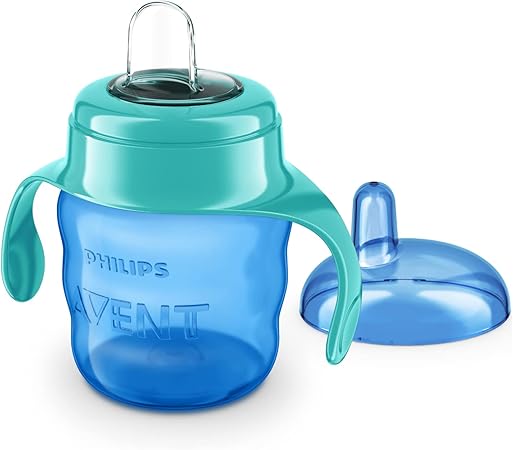 Philips Avent SCF551/05 Gobelet avec buse en silicone pour enfant Soupape anti-fuite sans BPA pour 6 mois 200 ml Vert et Bleu
