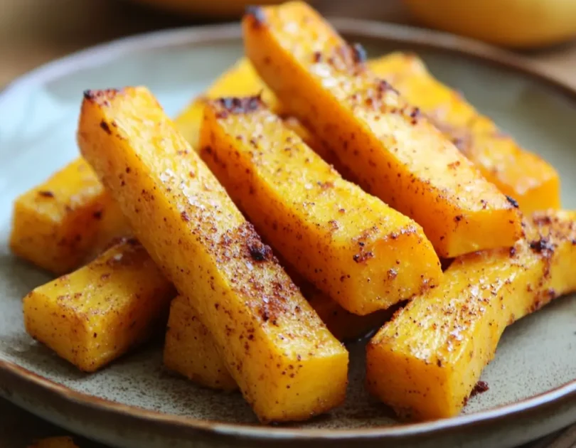 Bâtonnets de courge butternut rôtis au four, dorés et fondants, parfaits pour bébé dès 6 mois dans le cadre de la DME.