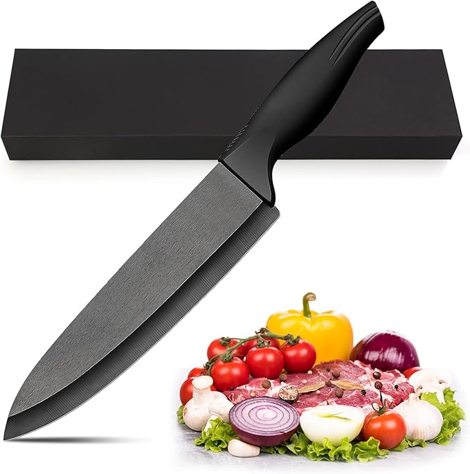 LinStyle Couteau Ceramique, 18 cm Lame Céramique Couteau Cuisine, Couteau de Chef avec Manche Ergonomique, Couteaux et Ustensiles de Cuisine pour Couper Fruits Légumes Viande, Noir
