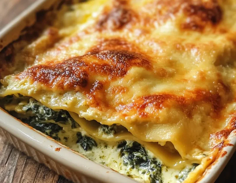 Lasagnes aux épinards maison dans un plat familial, avec des couches de béchamel crémeuse, de pâtes fraîches et d’épinards fondants. Recette adaptée pour bébé dès 9 mois et parfaite pour la DME.