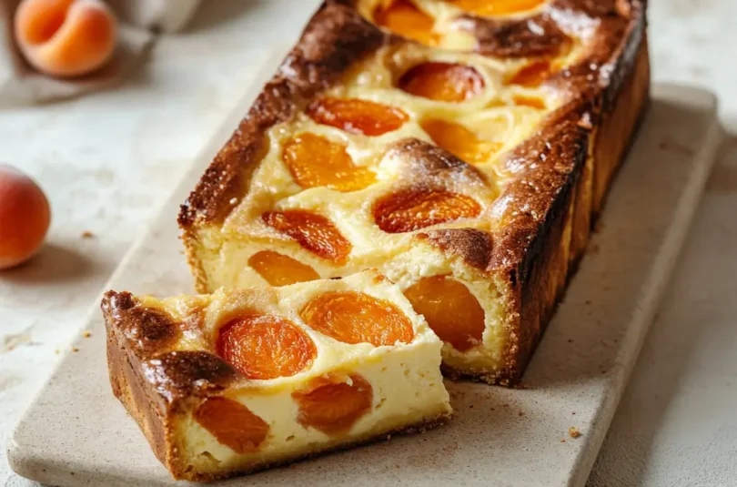 Clafoutis aux abricots pour bébé, recette moelleuse et sans sucre ajouté, avec morceaux fondants d’abricots cuits dans la pâte