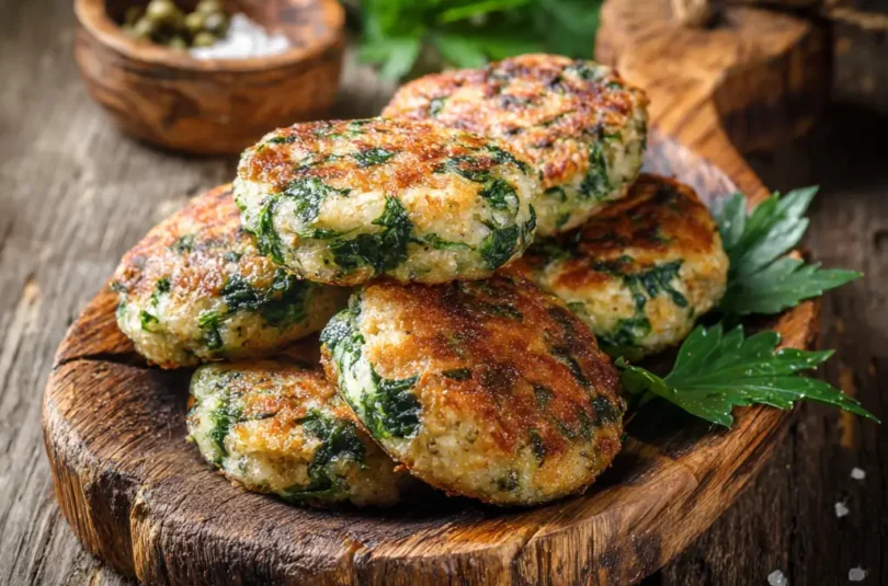 Galettes de saumon aux épinards pour bébé DME, finger food doré avec épinards verts visibles, taille adaptée petites mains dès 10 mois