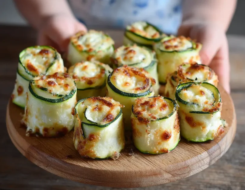 Rouleaux de courgettes farcies à la ricotta pour bébé DME, mini portions cylindriques gratinées au fromage, finger food fait maison dès 14 mois