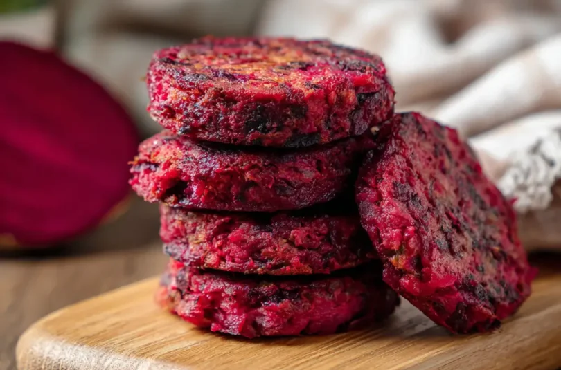 Galettes de betterave rouge pour bébé DME, texture naturelle avec morceaux de betterave visible, finger food coloré fait maison dès 12 mois