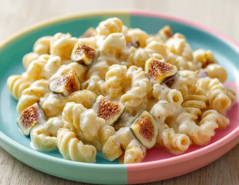 Pâtes aux figues et ricotta pour bébé, sauce crémeuse avec petits dés de figues, plat sucré-salé adapté dès 14 mois