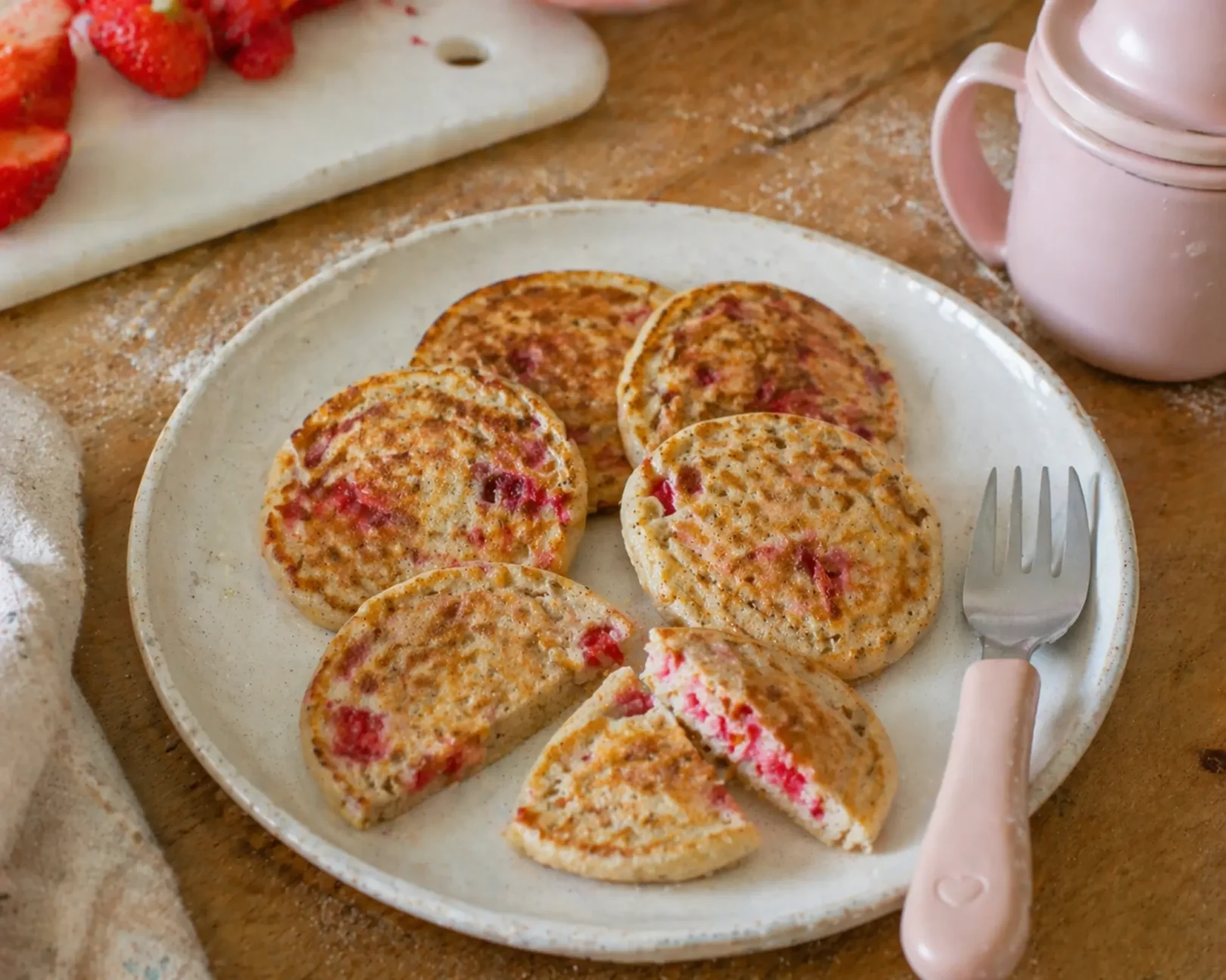 pancakes à la fraise et banane pour bébé dès 10 mois recette DME